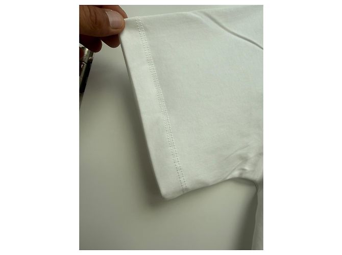 T-shirt Louis Vuitton Paris Glow Signature bianca in cotone Bianco - vista 12