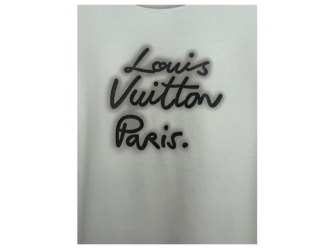T-shirt Louis Vuitton Paris Glow Signature bianca in cotone Bianco - vista 2