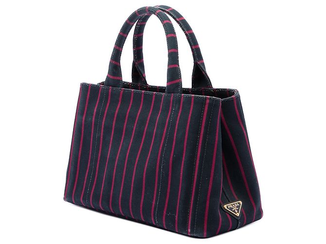 Tote Borsa satchel in tela canapa nera con logo a strisce Prada Small Nero - vista 2