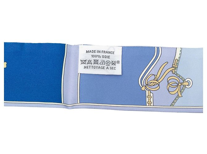 Foulard Twilly in seta Hermès blu Camails - vista 4