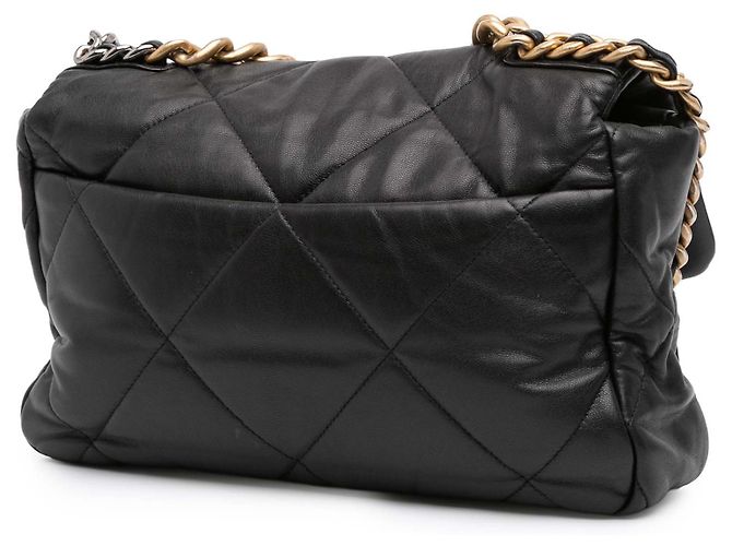 Borsa Chanel Large 19 Flap in agnello nero - vista 2