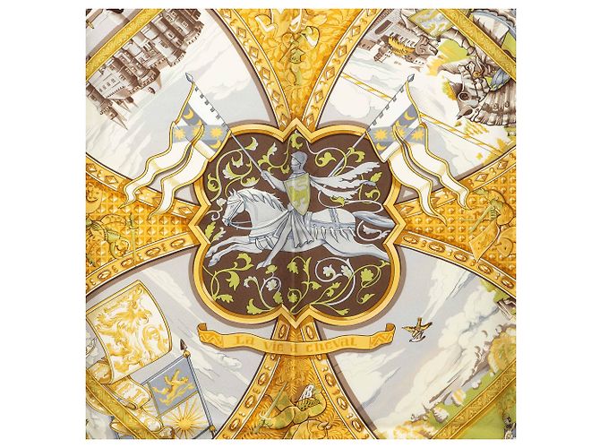 Sciarpa in seta Hermès La Vie a Cheval marrone 90 Scarves - vista 2