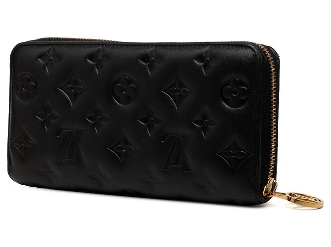 Langer Louis Vuitton Coussin Zippy Geldbeutel aus schwarzem Monogramm-Präge-Lammleder - Ansicht 2