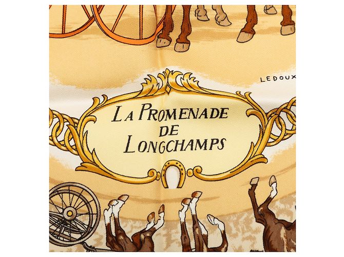 Sciarpa in seta Hermès La Promenade de Longchamps Marrone 90 Scarves - vista 2