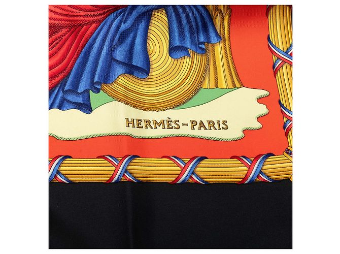 Sciarpa in seta Hermès Orange Republique Francaise Liberte Egalite Fraternite 1789 90 Arancione - vista 3