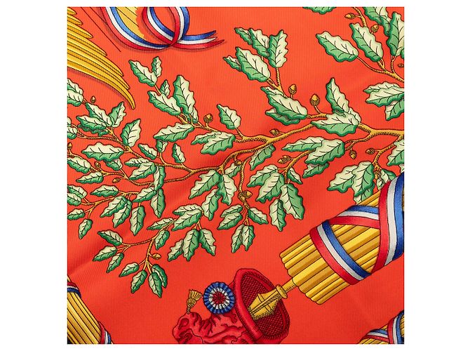 Sciarpa in seta Hermès Orange Republique Francaise Liberte Egalite Fraternite 1789 90 Arancione - vista 6
