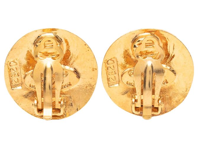 Orecchini a cerchio Chanel CC placcati oro D'oro - vista 2