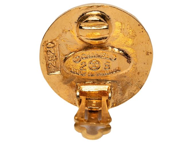 Orecchini a cerchio Chanel CC placcati oro D'oro - vista 3