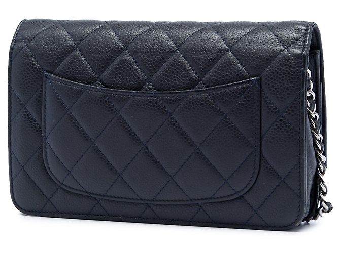 Wallet On Chain Borsa a tracolla Chanel CC Quilted Caviar nera con catena Nero - vista 2