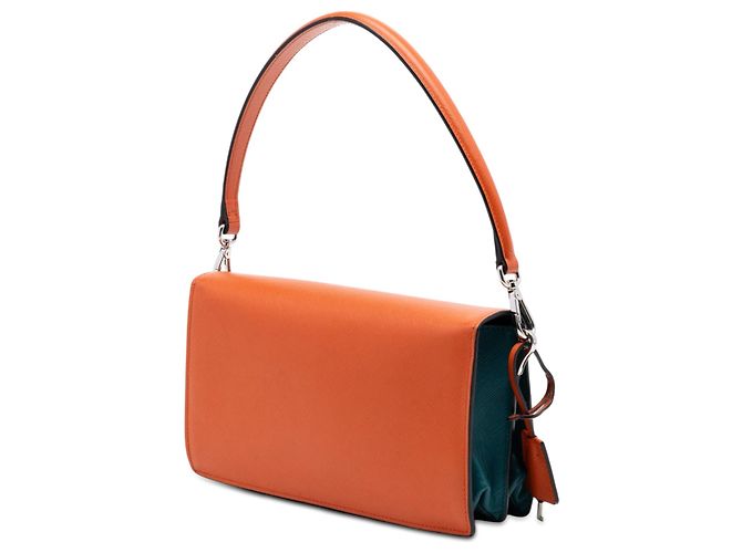 Borsa Prada Bicolor Saffiano Lux Sound Lock Blu - vista 2