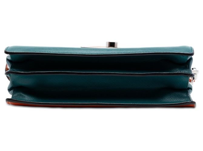 Borsa Prada Bicolor Saffiano Lux Sound Lock Blu - vista 3