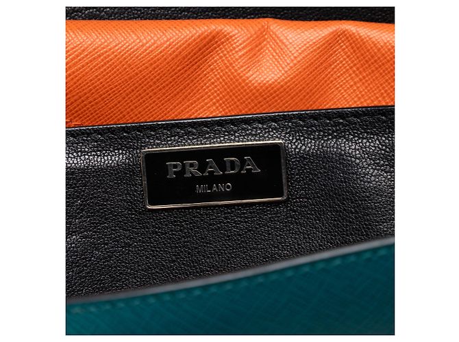 Borsa Prada Bicolor Saffiano Lux Sound Lock Blu - vista 5
