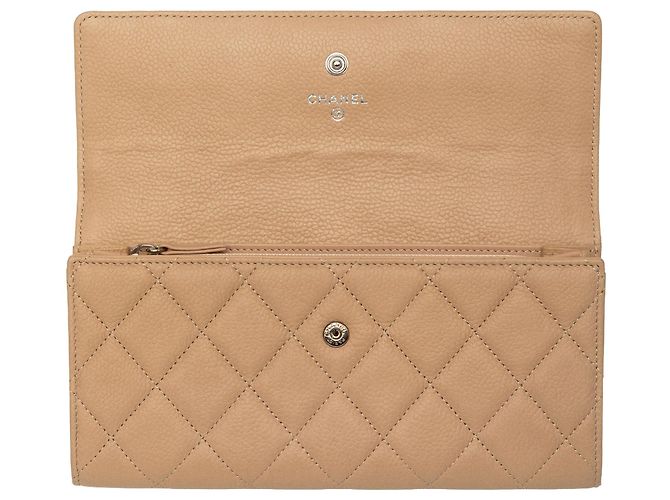 Cartera larga Chanel CC acolchada en caviar beige - vista 4