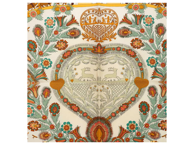 Sciarpa in seta Hermès Decoupages 90 bianca Bianco - vista 2