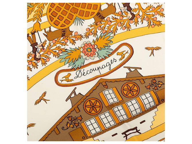 Sciarpa in seta Hermès Decoupages 90 bianca Bianco - vista 4