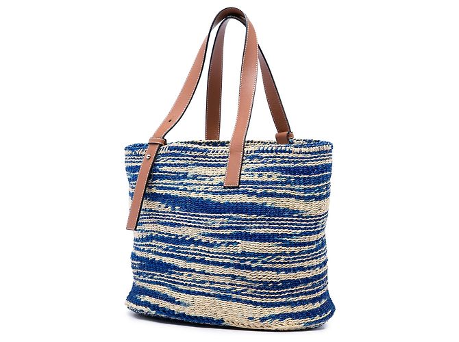 Borsa tote LOEWE Large Raffia Anagram Basket blu - vista 2
