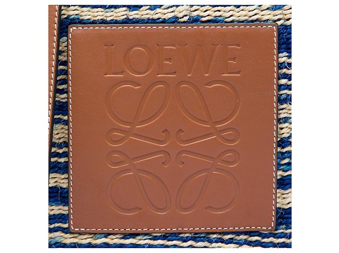 Borsa tote LOEWE Large Raffia Anagram Basket blu - vista 5