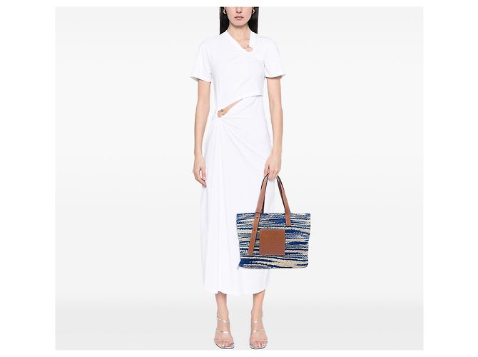 Borsa tote LOEWE Large Raffia Anagram Basket blu - vista 6