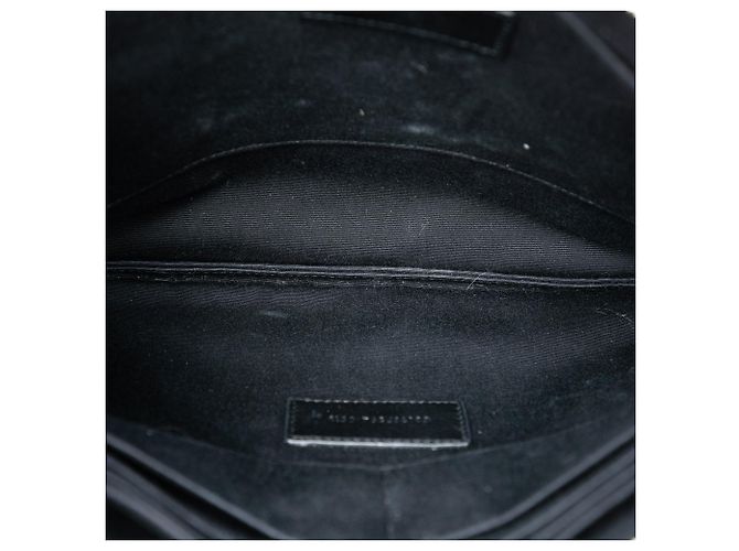 Clutch per Tablet con Zip in Pelle Glitterata Nera Saint Laurent Nero - vista 4