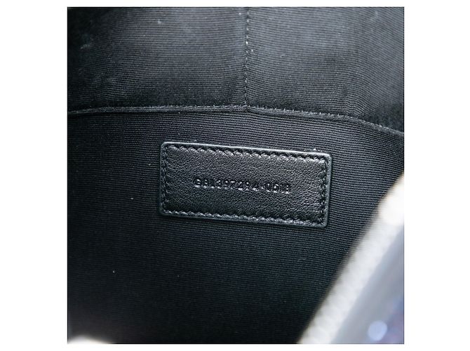 Clutch per Tablet con Zip in Pelle Glitterata Nera Saint Laurent Nero - vista 5