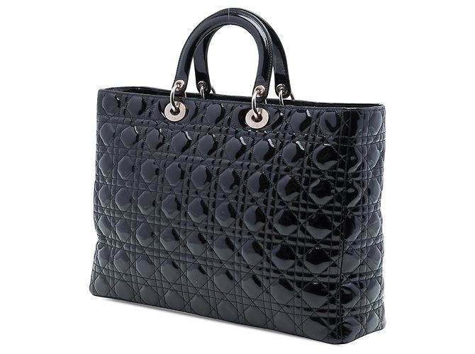 Borsa Lady Dior Extra Large in vernice nera Cannage Nero - vista 2