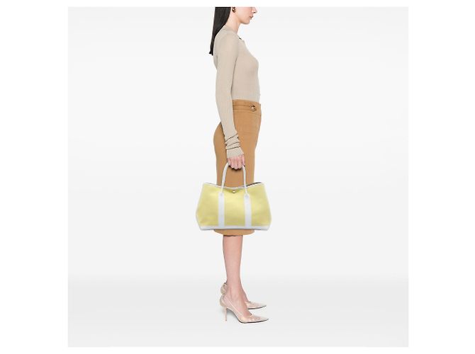 Borsa Tote Garden Party 36 in Toile e Negonda Gialla Hermès Giallo - vista 7