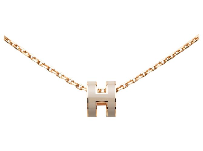 Hermès Mini Pop H Email Anhänger Halskette Roségold Pink - Ansicht 2