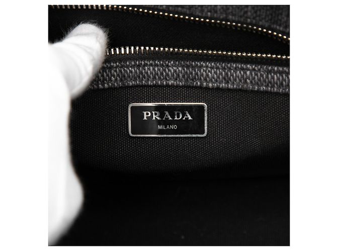 Grauer Prada Small Canvas Canapa Satchel - Ansicht 5
