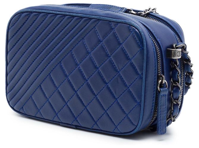 Borsa a tracolla Chanel Small Quilted Lambskin Coco Boy Blu - vista 2