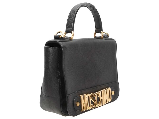 Borsa a mano in pelle nera Moschino Spellout Nero - vista 3