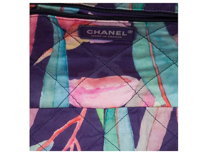 Borsa a tracolla Chanel CC in denim stampato jungle trapuntato blu - vista 4