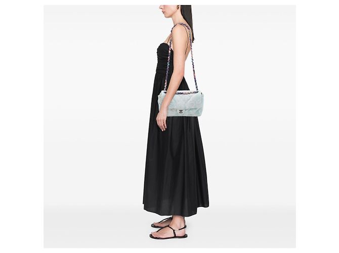 Borsa a tracolla Chanel CC in denim stampato jungle trapuntato blu - vista 6