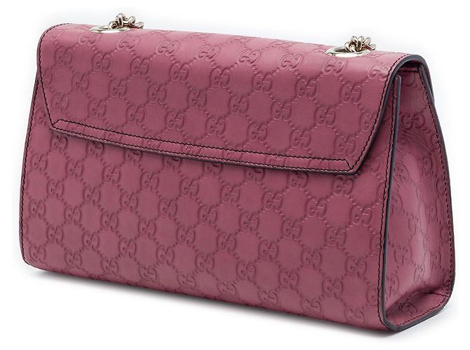 Borsa a tracolla Gucci Medium Guccissima Emily rosa - vista 2