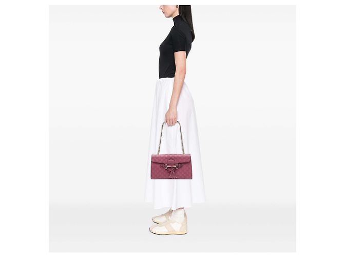Borsa a tracolla Gucci Medium Guccissima Emily rosa - vista 6