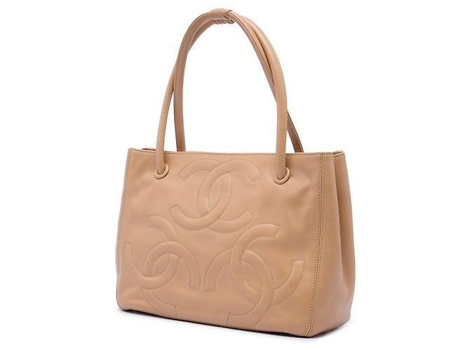 Tote Chanel in agnello Triple CC beige - vista 2