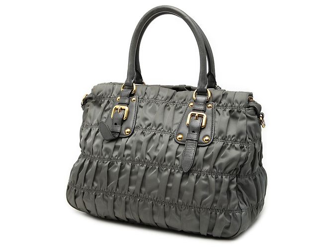 Borsa Satchel Tessuto Gaufre Prada grigia Grigio - vista 2