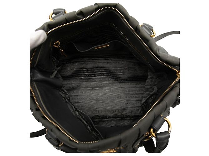 Borsa Satchel Tessuto Gaufre Prada grigia Grigio - vista 4
