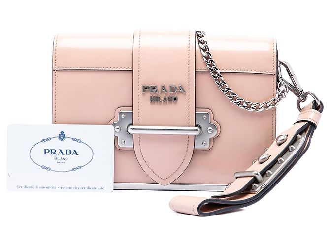Borsa a tracolla Cahier in pelle di vitello morbida Spazzolato rosa Prada - vista 7