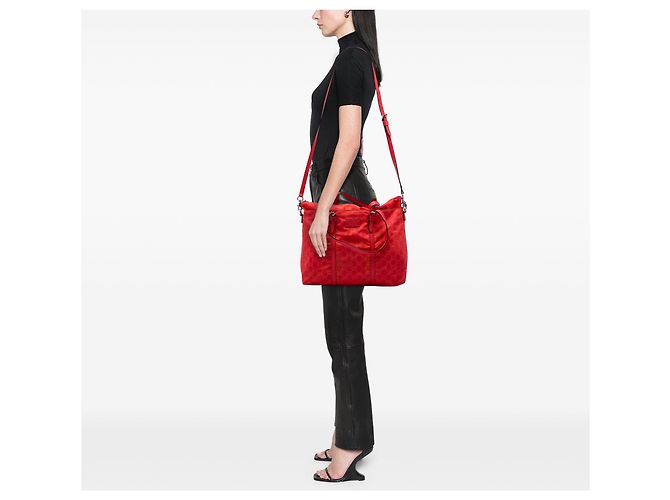 Borsa a tracolla Gucci GG in nylon rosso - vista 5