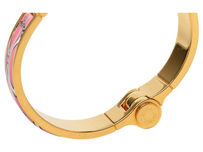 Pulsera de esmalte liso estrecha Charniere en oro Hermès Dorado - vista 5