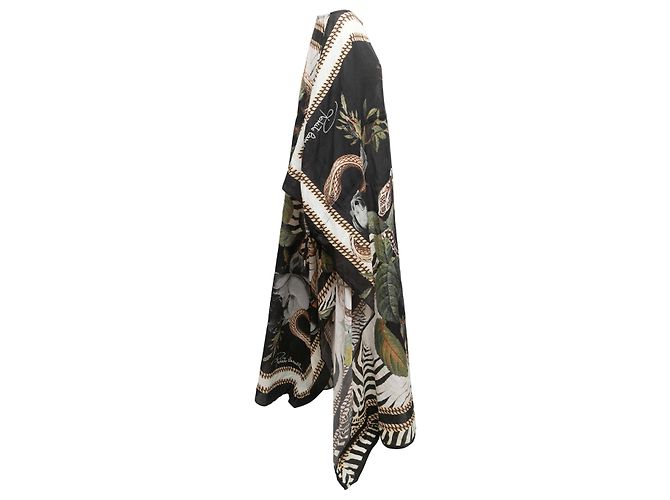 Roberto Cavalli Kaftan-Kleid aus Baumwolle mit Allover-Print in Schwarz & Multicolor Größe US S - Ansicht 2