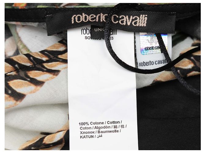 Roberto Cavalli Kaftan-Kleid aus Baumwolle mit Allover-Print in Schwarz & Multicolor Größe US S - Ansicht 4