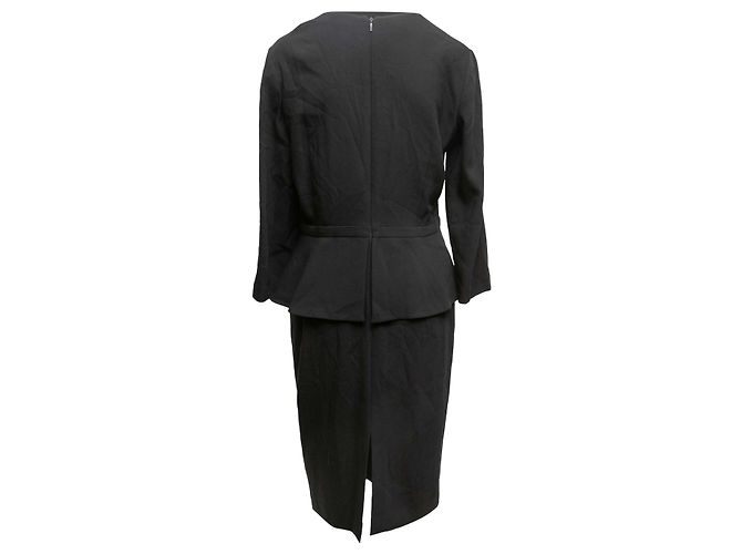 Schwarzes Gucci Langarm-Wollkleid mit Peplum Größe IT 46 - Ansicht 3
