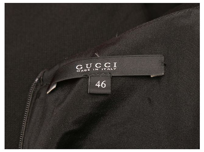 Schwarzes Gucci Langarm-Wollkleid mit Peplum Größe IT 46 - Ansicht 4