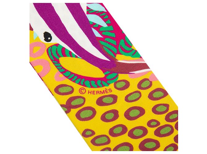 Foulard in seta Twilly Hermès Under the Waves giallo Scarves - vista 5