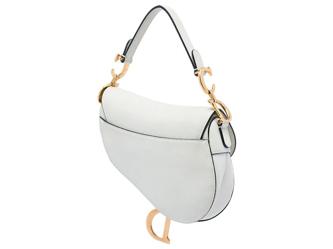 Borsa Saddle in pelle di vitello granulata bianca Dior Mini Bianco - vista 2