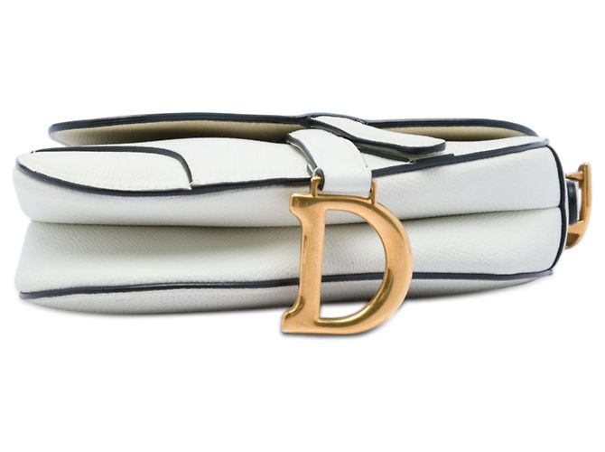 Borsa Saddle in pelle di vitello granulata bianca Dior Mini Bianco - vista 3