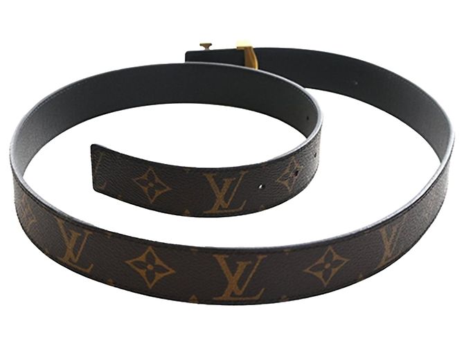 Cinturón reversible Louis Vuitton Monogram Initiales marrón Castaño - vista 4