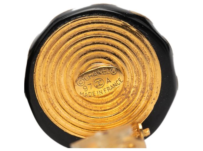 Orecchini a clip Chanel in resina nera e CC placcati oro Nero - vista 3