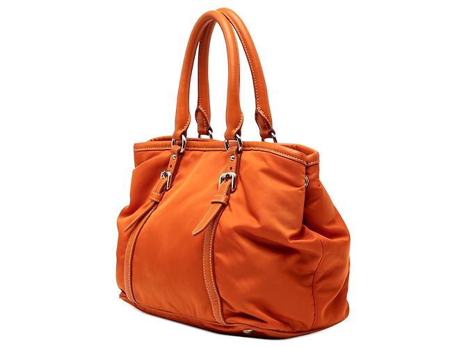Borsa Prada Soft Calf Trimmed Tessuto Arancione - vista 2